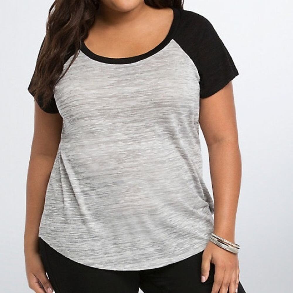 Torrid short sleeve raglan tee heather black 2X